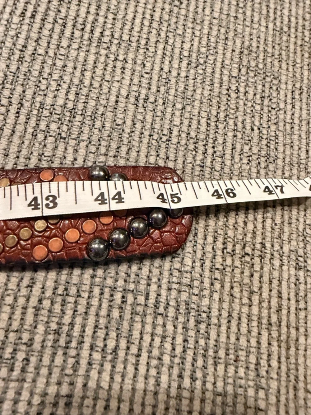 Brown Western Genuine Leather Belt with Metal Accents Multicolor Studded Size L